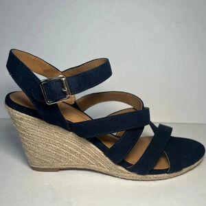 DV8 Ankle Strap Espadrille Wedge Dolce Vita Women’s Size 8.5 Navy Blue